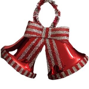Red and Silver Holiday Bell Ornament